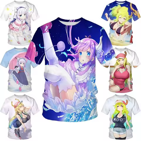 Anime Dragon Maid Kanna Kamui 3D Print T-shirt Unisex Casual Harajuku Short Sleeves T-shirt Japanese
