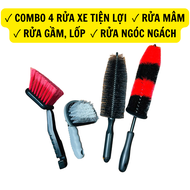 SGN1 COMBO 4 Cọ Rửa Xe Cọ Mâm Lazang Bàn Chải Lốp Rửa Xe Đa Năng Rửa Gầm Lốc Máy Xe Ô tô Xe Máy