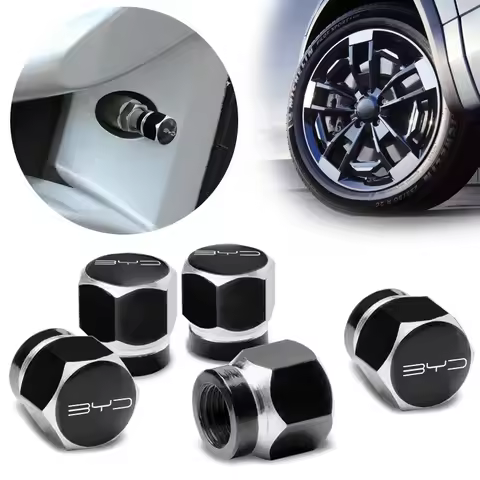 New 5Pcs 3D Metal Tire Valve Caps Car Tyre Air Stem Covers For BYD Seal Dolphin Song Yuan Max Qin Pr