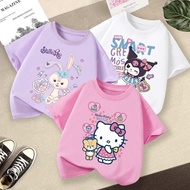 rb6t1fu3yn 2-12 Years Old Short Sleeve Cotton T-Shirt For Girls Cute Kuku Stella Kitty T1034