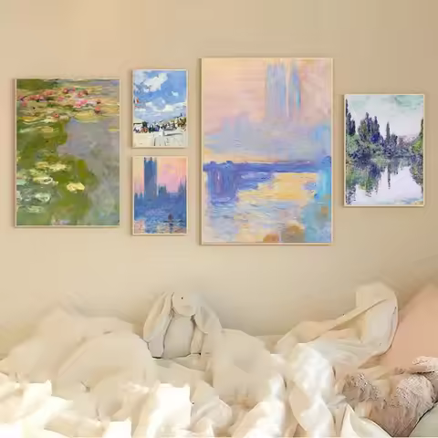 1pc Claude Monet Poster Self-adhesive Art Waterproof Paper Sticker Coffee House Bar Room Wall Decor