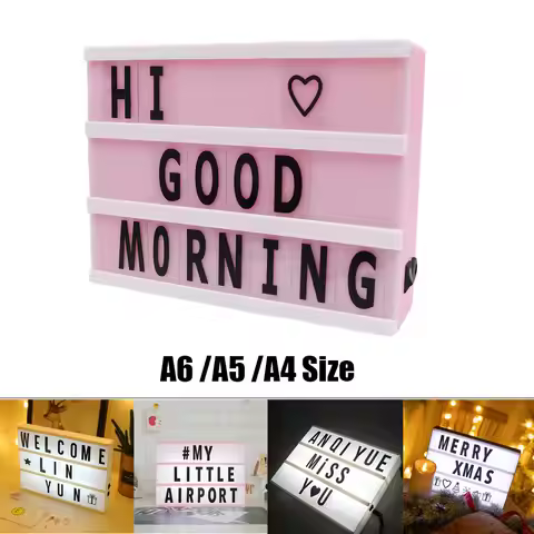 A4 A5 A6 Size LED Combination Night Light Box Lamp DIY Black/Colorful Letters Cards USB AA Battery C