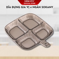 Sokany 4-Compartment Plate For Spices, PET Plastic Fruit