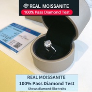 925 Sterling Silver 2CT Moissanite 4A Grade Ring Sliding Design Cut Light Luxury Diamond Ring Female
