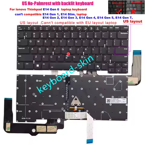 US backlit keyboard for lenovo IBM Thinkpad E14 Gen 6 Type 21M3 21M7 (isn't for E14 Gen 1/Gen2/Gen 3