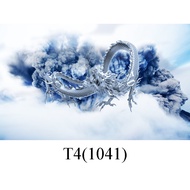 3D fish tank painting (size 60x40, 80x40, 80x50, 90x50, 100x50...), beautiful blue dragon model 1041