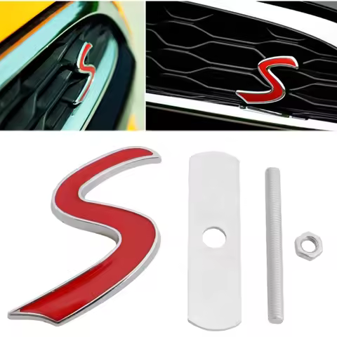 3D Metal S Front Grille Badge Emblem Decal For Mini for Cooper R50 R52 R53 R56 R Dropshipping