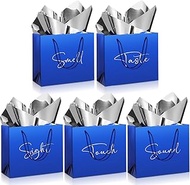 Sweetude 5 Pcs Gift Bags with Handles for Him Her, 5 Senses Shiny Gift Bag, with 10 Pcs Tissue Paper