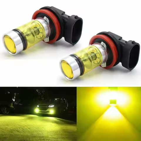 2x H11 H8 Super Bright LED Bulbs 3000K Yellow 100W 1500LM DRL Fog Light 20-SMD