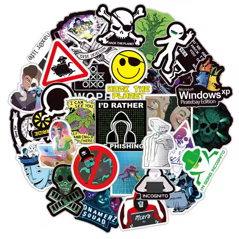 50PCS Funny Network Hacker Programming Stickers Fun Cartoon IT Engineer Computer Sticker Luggage Lap
