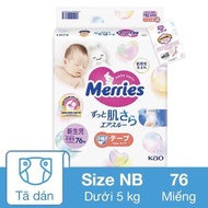 Tã Dán Merries chính hãng Nhật Bản NB 76S70 M56 L48 XL40