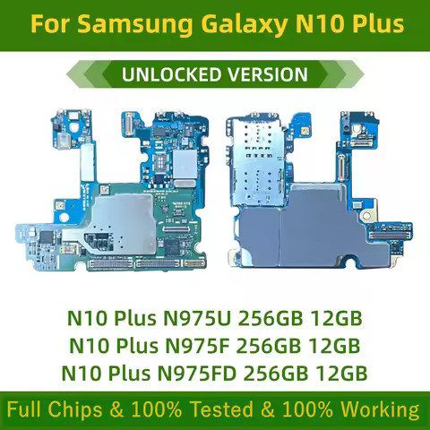 100% Working Unlocked For Samsung Galaxy Note 10 Plus N975F N975U N975FD Logic Board Note10 plus Cle