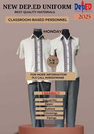 NEW ORIGINAL deped TEACHING-PERSONNEL uniform for deped teachers with freebies tela only or NOT READ
