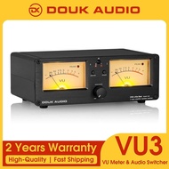 Douk Audio Dual Analog VU Meter Sound Level DB Panel Display 2-way Amplifier / Speaker Switcher Box 