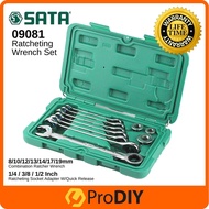 SATA 09081 10PCS DB. Ratcheting Wrench Set Tools Combination Ratchet Wrench Spanar Tool Box Set