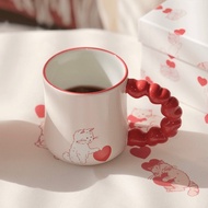 Starbucks Cup 2024 Valentine's Day Star Series Love Handle Mug Cute Pet Cat Desktop Water Cup