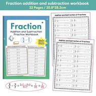 Fraction Workbook Set Fraction Addition Subtraction Multiplication Division Practice Workbook 分数练习册