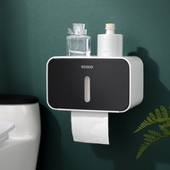 【Local Stock】ECOCO Waterproof Toilet Paper Roll Holder Punch-free Wall Mounted Paper Dispenser Tray 