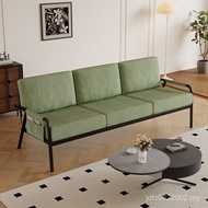 Living Room Clothing Store Rest Area Simple Solid Wood Fabric Double Iron Art Three-Seat Small Apart