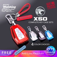 Musuno Proton X50 Metallic Chrome TPU Car Key Cover Remote Key Fob Case Casing Complete Set Handstrap Anti Loss Keychain
