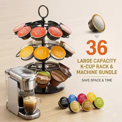 36-Pod Rotating Coffee Capsule Holder | Sleek Kitchen & Office Storage Rack | Organizer Stand for Ne