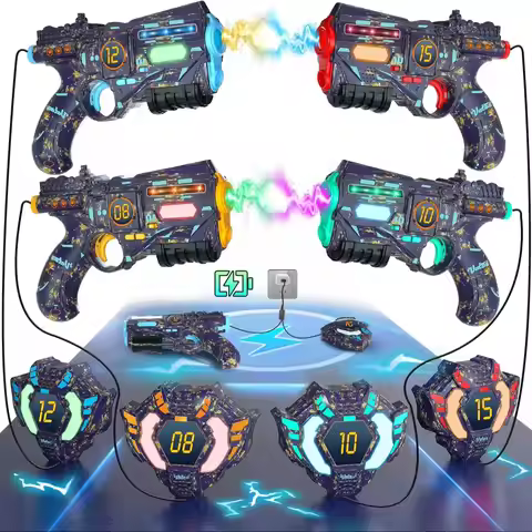 VATOS Rechargeable Infrared Laser Tag Guns Set x4 Vests Data SYNC Outdoor Indoor Shooting Pistol Gun