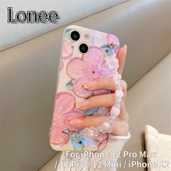 For iPhone 12 Pro Max iPhone 12 Pro iPhone 12 Mini iPhone 12 Crossbody Bracelet Phone Case , Bluray Glitter Oil Painting Flower Diamond Soft Cover Case