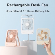 Small Desk Fan Ultra Quiet Table Fan USB Rechargeable Strong Airflow Cooling Fan With 4 Speed Powerful Wind Offices Fan