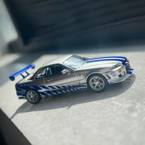 KOD × GFCC 1/64 Scale R34 C-West 2 Alloy Simulation Car Model Classic Adult Collection Static Displa