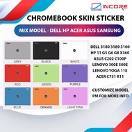 Chromebook Sticker Dell HP Acer Asus Lenovo Laptop Casing Skin Sticker 3180 3189 C202 C731 R11 11E