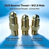 G5/8 Left Hand Thread to W21.8 Right Hand Brass Cylinder Adapter, 4-Point Pressure Reducing Valve Co