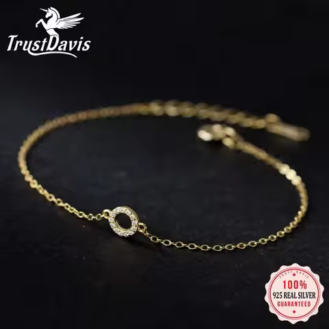 TrustDavis Girls 925 Sterling Silver Circle Bracelets Birthday Gift for Women Daugther Fine Jewelry 