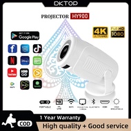 HY900 Projector Android12 Bluetooth 5.0 Wifi 6 Portable Projector New 4K 180 Degree Adjustable Proje