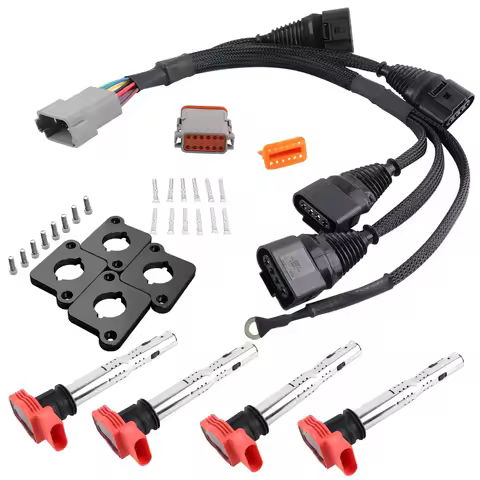 Ignition Coil Packs + Conversion Harness Kit & ICM For Audi A4 VW Passat B5 Golf Jetta 1.8T to 2.0T 