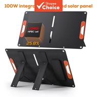 Solar Panel 100W Foldable Portable Charger, LONGI HPBC Solar Charger with PD60W QC3.0 USB/DC Output 