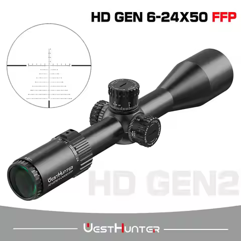 WestHunter HD Gen2 6-24x50 FFP Hunting Scopes First Focal Plane Long Range Riflescope Zero Reset or 