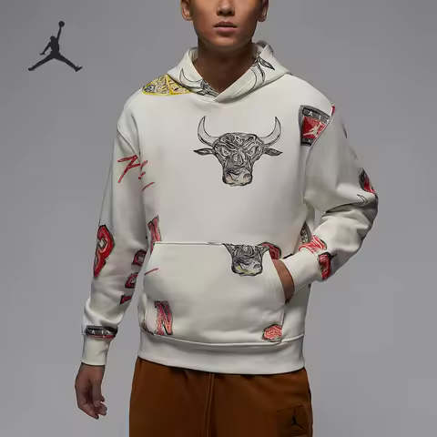 Nike genuine Jordan Men's Print Loose Hoodie FN4546-133