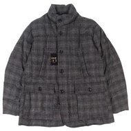 全新未使用DAKS Daks 標誌五金配件，格紋內襯，立顏色，100% 羊毛羽絨服，半羽絨大衣，灰色，M 碼，正品，男士