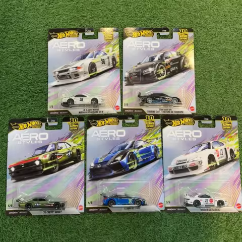 Hot Wheels FPY86 AERO STYLES Series 1/64 Vehicle Models Nissan R32, Audi A4, Nissan-S15, Lexus RC F 