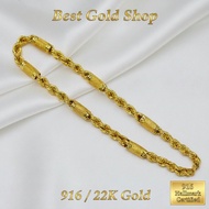 916 Gold (22K) Hollow Sandy Rope Chain Necklace