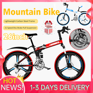 26inch Mountain Bike 21 Speeds Bicycle for Teenager and Adults Riding Bike Anti-Shock Suspension Outdoor Cycling Bicycles Double Disc Brake full suspension Basikal MTB Bike 山地車
