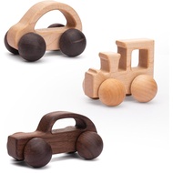 3PCS Wooden Baby Toys, Montessori Toys for Babies 0-6-12 Months, Baby Grasping Toys Push Car Toys fo