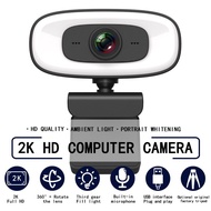 2K HD Webcam With Fill Light Rotatable Laptop Webcam Kamera Laptop Boleh Pusing Arah