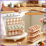 QL3 Auto Rolling Egg Storage Box Double Row Positioning Refrigerator Organizer Clear Plastic Egg Hol