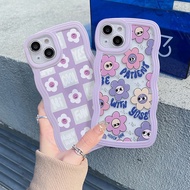Ins Korea Cartoon Cute Smiley Flower Phone Case Compatible for Samsung Galaxy J4 Plus J6 Plus 2018 J2 Pro J7 Prime J7 Pro J7 2017 ON7 2016 Soft TPU Wave wavy clear Back Cover