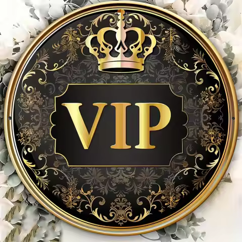 Vintage VIP Crown Metal Sign - Gold Foil Design, Elegant 2D Printed Iron Art for Home Office Garden 