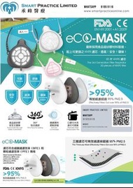全新 KN95 環保防疫 軟膠 PM2.5口罩 Eco-Mask 連30個濾芯 成人中碼 女裝 Face Mask