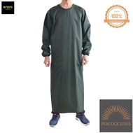 ERORO ชุดกันเปื้อน แขนยาว กันน้ำและน้ำมัน สิ่งสกปรก ผ้ากันเปื้อนพลาสติก Peacock Steps