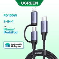 UGREEN 60329 2-IN-1 100W Fast Charging Cord With TypeC Lightnlng Plug 20W