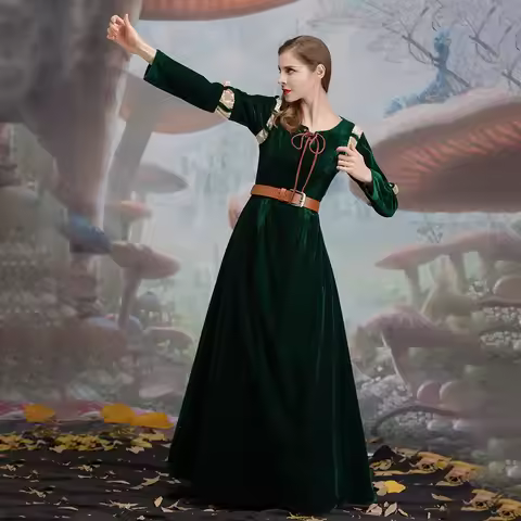 Brave cartoon movie character cosplay costume, Princess Merida court dress Halloween stage play cost